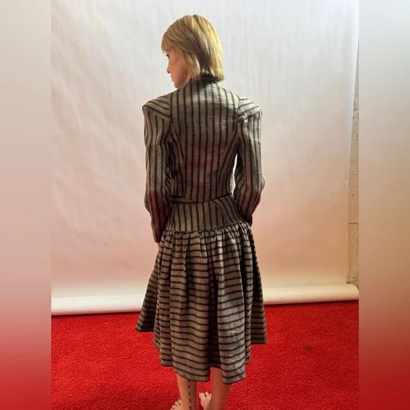 Vivienne Westwood Anglomania 2014 NWT STRIPE SET/LINEN SOFT CORSET+SKIRT IT42 - Picture 11 of 14